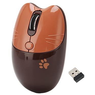 Imagem de Mouse óptico, Mouse de Menina Auto Sleep Ajustável DPI 2 Modo Sem Fio (Café)