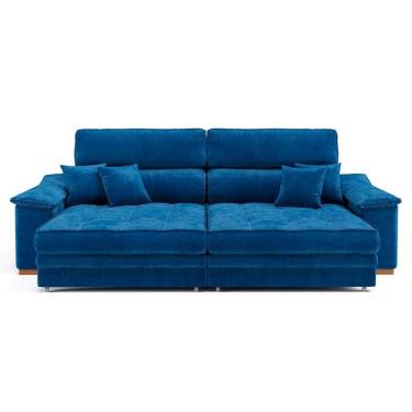 Imagem de sofá 3 lugares retrátil e reclinável raul veludo azul marinho