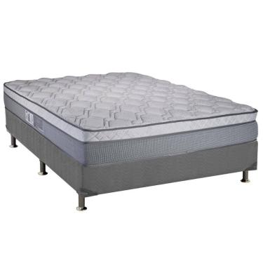Imagem de  Cama Box Casal: Colchão Molas Ensacadas Luckspuma MasterPocket New Maxi + Base CRC Suede Gray(138x188)