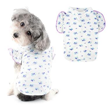 Imagem de Ranphy Camisetas para cães pequenos meninas camisetas florais para animais de estimação filhotes primavera verão roupas chihuahua yorkie gatos, roxo, G