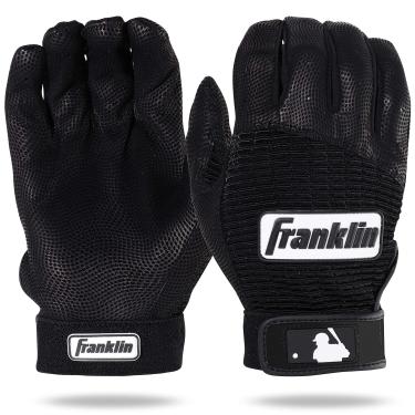 Imagem de Franklin Sports MLB Pro Classic Baseball Batedor Luvas – Tamanhos adultos e jovens – Couro de qualidade premium profissional – Respirabilidade excepcional, Black/Black, Adult Large