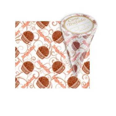 Imagem de 50 Embalagem p/ Cone Trufado Brigadeiro 15x10cm c/ Etiquetas
