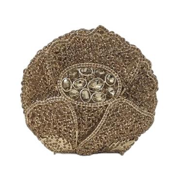 Imagem de HUANG ZHUANG Bolsa feminina Crystal Princess Queen Crown Purses Luxury Crystal Clutch Glitter Rhinestone Evening Bag para festa de casamento, Ouro amarelo