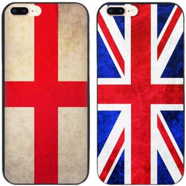 Imagem de 2 peças retrô bandeira do Reino Unido impressa TPU gel silicone capa traseira para Apple iPhone (iPhone 7 Plus/iPhone 8 Plus)