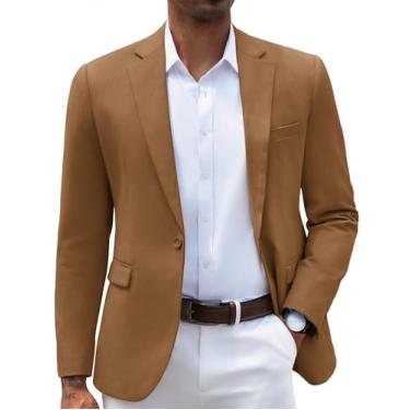 Imagem de COOFANDY Blazer masculino casual slim fit casaco esportivo leve com um botão, Marrom, X-Large