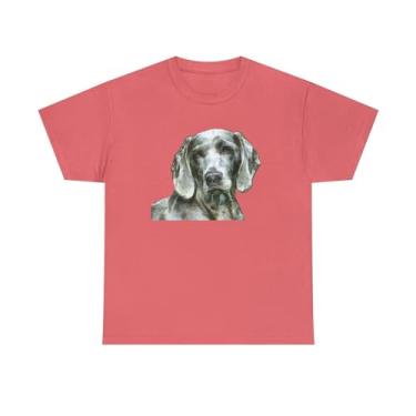Imagem de Camiseta Weimaraner 'Greyson' unissex de algodão pesado, Seda coral, M