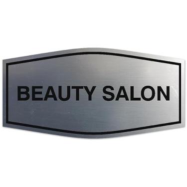Imagem de Signs ByLITA Placa de salão de beleza extravagante - Letras gravadas a laser | Plástico ABS durável | Cores vibrantes | Placa de fita de espuma poderosa (prata escovada) - Pequena