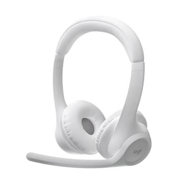 Imagem de Headset Sem Fio Logitech Zone 300 Com Microfone Flip-to-Mute com Cancelamento de Ruído, Conexão Bluetooth, Bateria Recarregável via USB-C e Almofadas Confortáveis - Branco