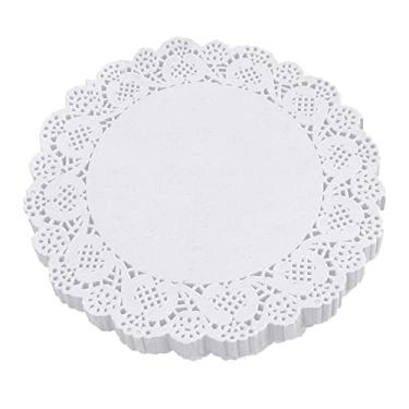 Imagem de Doilies de papel redondos de 10 cm - pequenos guardanapos de papel descartáveis de renda branca - para artesanato, bolos, alimentos, sobremesas, 100 peças