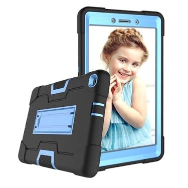 Imagem de Capa de proteção compatível com Samsung Galaxy Tab A 8.0 (2019) SM-290/T295 Capa de silicone para tablet com suporte, capa protetora robusta à prova de choque para serviços pesados(Black+Blue)