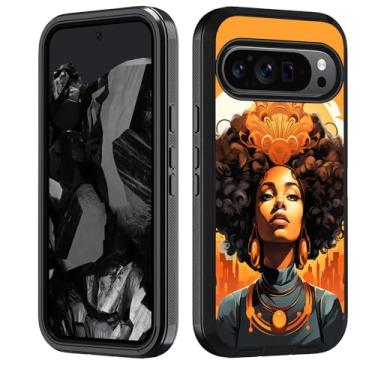 Imagem de FVAENDHIO Projetada para Googe Pixel 9 Pro XL, capa protetora de corpo inteiro resistente à prova de choque híbrida 3 em 1 de grau militar para Googe Pixel 9 Pro XL (2024), mulheres afro-americanas
