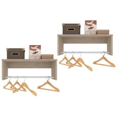 Imagem de Kit 2 Nichos Cabideiros Suspensos Berlim Carvalho Castanho - Lumil Móveis