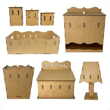 Imagem de Kit Higiene Bebê Passa Fita 8 Pçs Em Mdf Farmacinha + Fiação