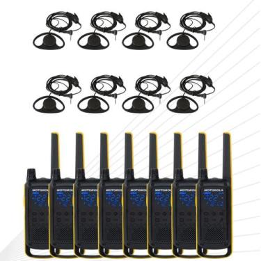 Imagem de Kit 8 Rádio Motorola Walkie Talkie T470BR Com Fones Resistente