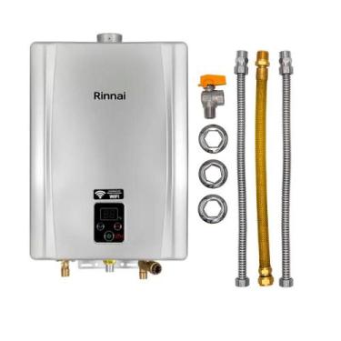 Imagem de Aquecedor Rinnai 21 litros Prata E21 FEH GN (Digital) + Conjunto Ligaç