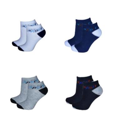 Imagem de Kit 12 Pares Meias Juvenil Infantil Kids Criança Cano Curto Soquete Me