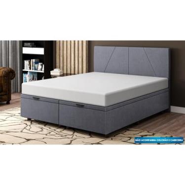 Imagem de Base Cama Baú Queen Size Veludo - SkyBox - SKYBOX BOX E BAÚS, Cinza