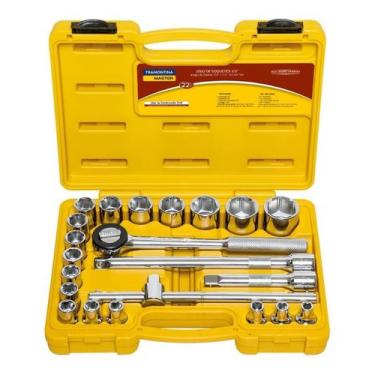 Imagem de Jogo de Soquetes Sextavado 1/2 Tramontina 22 Peças Cromo Vanadio 8 a 3