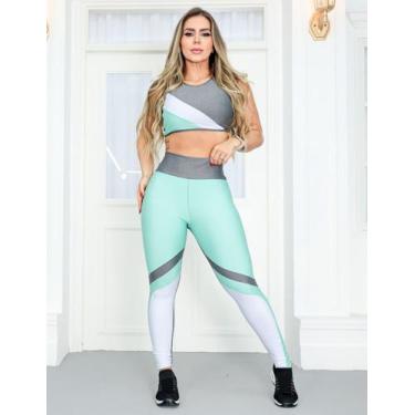 Imagem de Conjunto Esportivo Feminino com Calça Legging e Cropped com Recorte Co