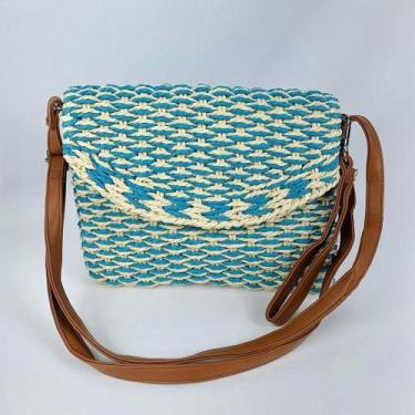 Imagem de Bolsa Feminina Tiracolo Transversal De Palha Moda Praia Verão - LF, Az