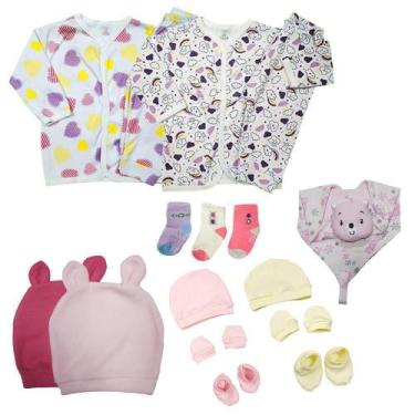 Imagem de Kit Roupa de Bebê 16 Peças Conjunto Pijama e Acessórios Bebê - Koala B