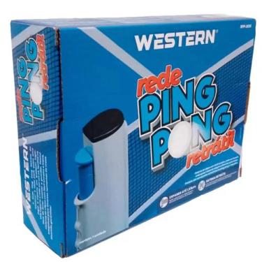 Imagem de Kit Tênis de Mesa Ping Pong Western suporte com rede retrátil, Branco,