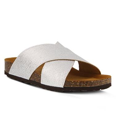 Imagem de Spring Step Sandália rasteira feminina Jacintala, Prata, 42 M EU (US 10.5-11 US)