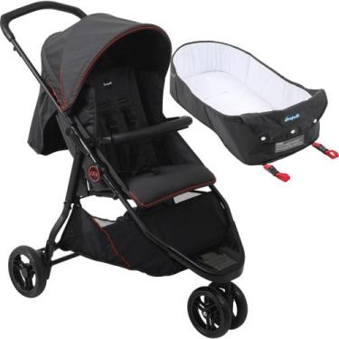 Imagem de Carrinho de Bebe 3 Rodas com Moises Ninho Burigotto CR3 Gray Red