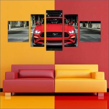 Imagem de Quadro Decorativo Mustang Vermelho Carros Mosaico 5 Peças - Vital