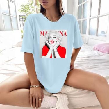 Imagem de Camisa Camiseta Feminina Estampada Madonna 100% Algodão Fio 30.1 Pente