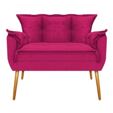 Imagem de Kit Namoradeira e 02 Poltronas Opala Base Giratória de Madeira Suede P