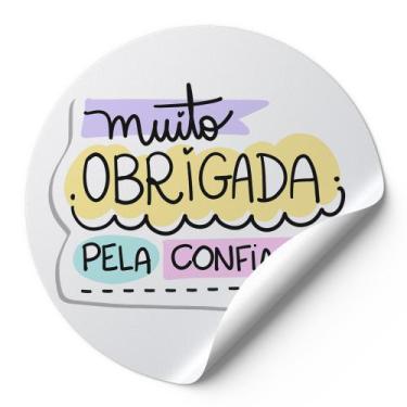 Imagem de 120 Etiquetas Redondas Adesivas Auto Colante Muito Obrigada Pela Confi
