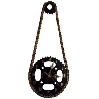 Imagem de Relógio Corrente e Coroa de Moto de Parede em Aço Decorativo Black Gol