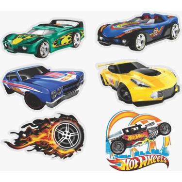 Imagem de Kit Display de Mesa 6 Peças Para Festa Hot Wheels 3 MDF - Juju Brasil