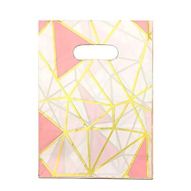 Imagem de MoneMellin Pacote com 100 sacos de plástico para mercadorias, 14 x 19 cm, pequenos sacos de compras de agradecimento, sacolas de varejo reutilizáveis para boutique, sacolas de presente com alças