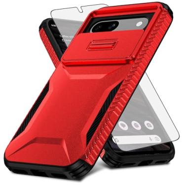 Imagem de Asuwish Capa de celular para Google Pixel 7A 5G 2023 com protetor de tela de vidro temperado e capa de câmera deslizante fina, resistente, híbrida, à prova de choque, proteção rígida, acessórios para