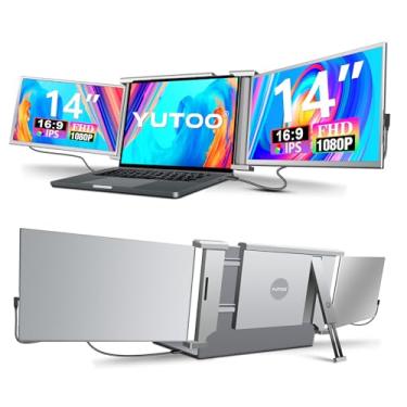 Imagem de YUTOO Extensor de tela para laptop, monitor triplo portátil de 14 polegadas para laptop, rotação de 315° | Plug and Play| 1080p | FHD, extensor de monitor de laptop para laptops de 13,5 a 16,5