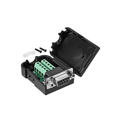 Imagem de uxcell D-sub DB9 Conector de placa de breakout com capa de 9 pinos 2 fileiras fêmea RS232 porta serial adaptador de bloco de terminal sem solda com porcas de posicionamento