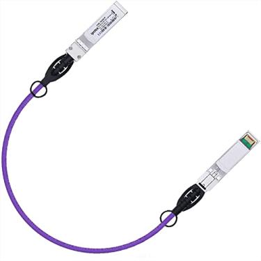 Imagem de ipolex Cabo colorido SFP+ Twinax de 10 G, cabo passivo de cobre (DAC), 0,5 m (1,64 pés) em roxo, para Cisco SFP-H10GB-CU0.5M, Meraki, Ubiquit, Mikrotik, Intel, Fortinet, Netgear, D-Link e mais