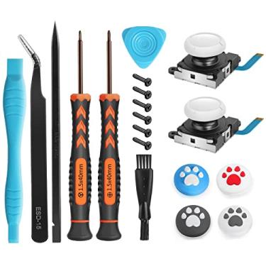 Imagem de Joystick de substituição para Switch Lite – Kit de ferramentas de reparo de peças analógicas OEM 19 em 1 com chave de fenda Y00, tampas de aperto de polegar, pinças para controle JoyCon Joy Con