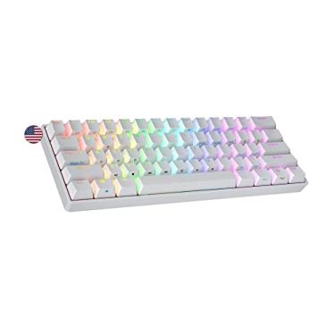 Imagem de Ranked N60 Nova 60% | Teclado mecânico para jogos de troca a quente | 61 teclas RGB multicoloridas LED retroiluminado para PC/Mac Gamer | Layout americano americano (branco, Gateron Pro Brown)