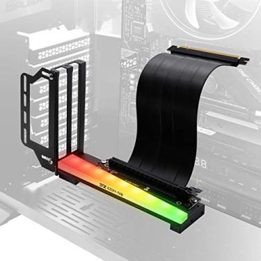 Imagem de EZDIY-FAB Suporte vertical de placa de vídeo com LED ARGB 5 V 3 pinos, suporte GPU, kit de suporte VGA para placa de vídeo com cabo Riser PCIE3.0 - Preto
