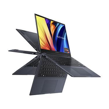 Imagem de ASUS Vivobook S 14 Flip 35.6 cm WUXGA 16:10 touch, CPU AMD Ryzen 5 5600H, 8 GB de RAM, SSD de 512 GB, teclado numérico, impressão digital, Windows 11 Home, azul silencioso, TN3402QA-AS54T