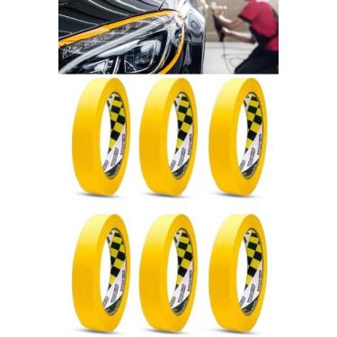 Imagem de Kit 6 Fitas Crepe Automotiva Adelbras Amarela 18mm x 40m