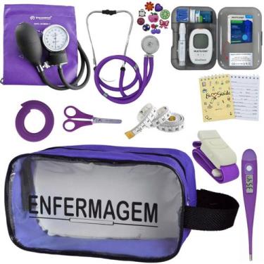 Imagem de Kit de Enfermagem Aparelho de Pressao Estetoscopio Necessaire Transpar