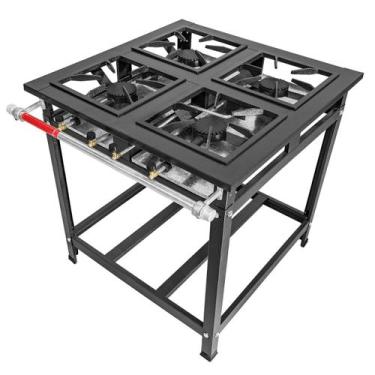 Imagem de Fogão Industrial 4 Bocas Fundido Alta Pressão 30x30 Cozinha Gourmet