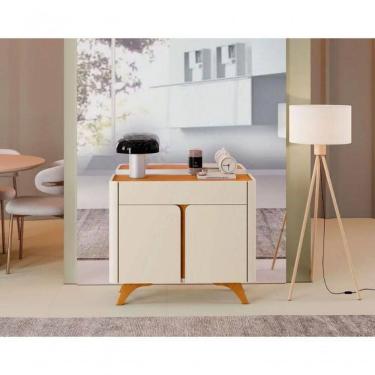 Imagem de Buffet Aros 2 Portas Pés De Madeira Maciça Off White/naturalle - Mavaular