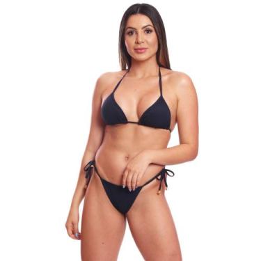 Imagem de Biquini Cortininha de Amarra Mulher Praia Marquinha Canelado - Areia T