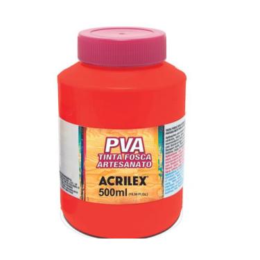 Imagem de Tinta Fosca Para Artesanato Pva 500ml 507 Vermelho Fogo - Acrilex