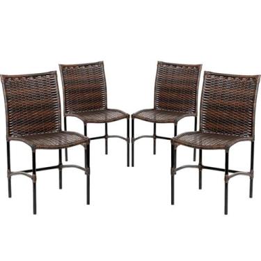 Imagem de Kit 4 Cadeiras de Jantar Havaí Trama Simples Proteção UV para Área de 